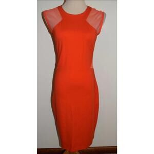 Gianni Bini Dress Orange Sleeveless Mesh Cutouts X-Small Sheath